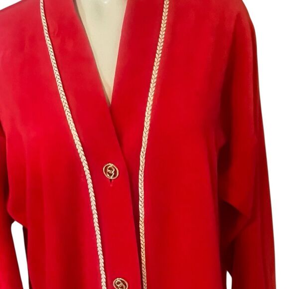 Pierre Cardin Vintage Red Velvet Woman’s Button Down Robe Union Made - Picture 2 of 9